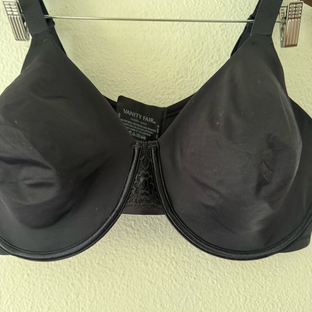 VANITY FAIR Beauty Back Full Figure Minimizer Underwire Bra 42DD Black Seamless - Picture 4 of 12
